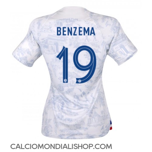 Maglie da calcio Francia Karim Benzema #19 Seconda Maglia Femminile Mondiali 2022 Manica Corta